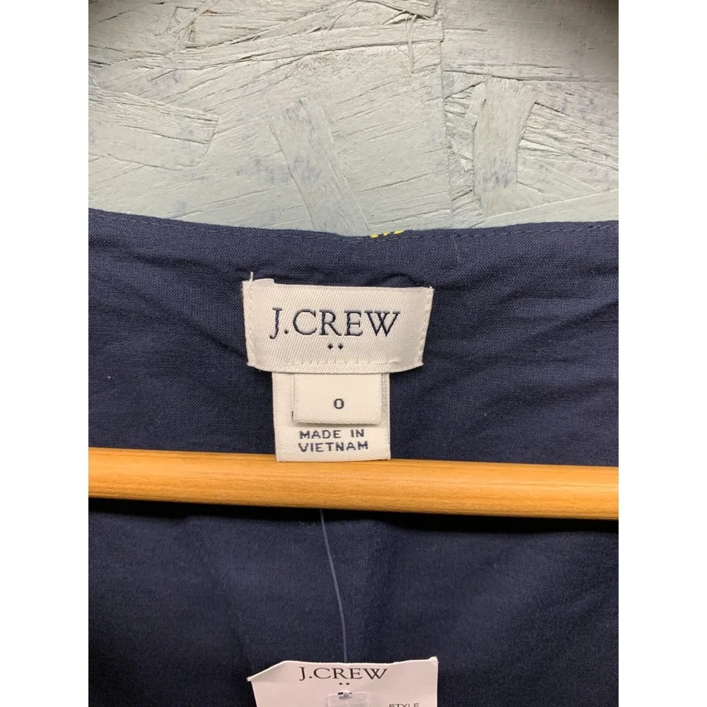 J.Crew Floral Button Front Dress Womens 0 Blue Sleeveless Summer Preppy NWT